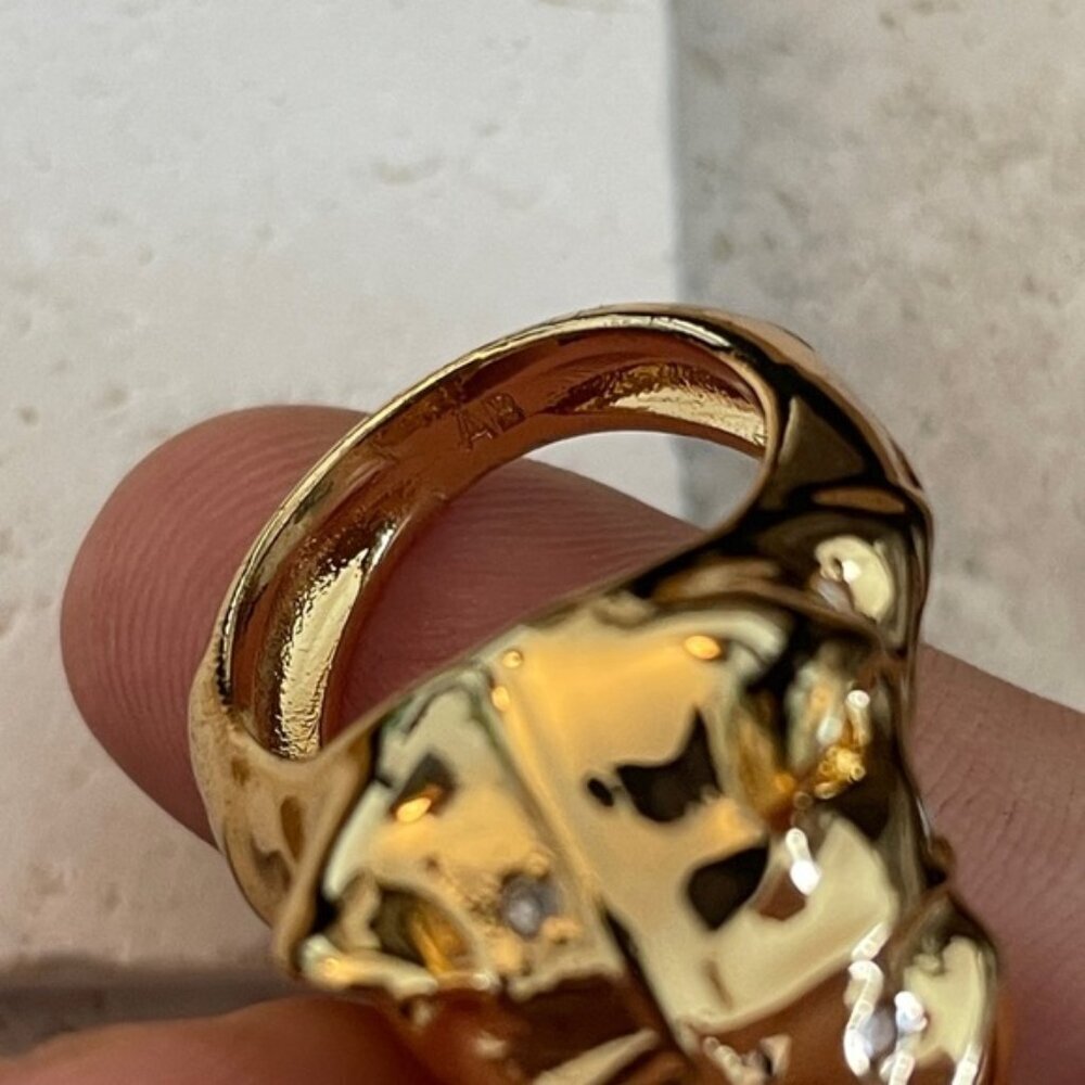 Alexis Bittar Panther Head Ring Gold Crystal Sculptural Animal Statement Ring Ra - Picture 7 of 9